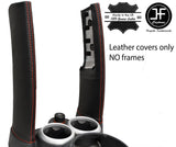RED STITCH 2X DOWN TUBES LEATHER COVERS FITS BMW MINI COOPER S R50 R53 01-06