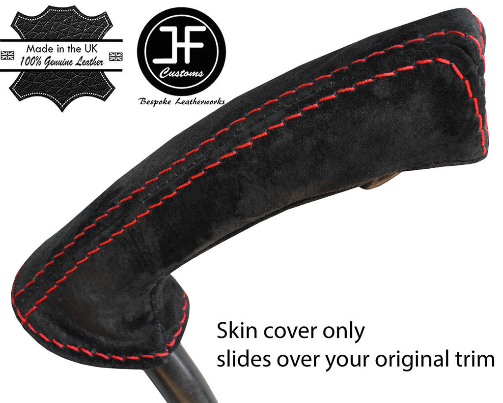 RED STITCHING REAL SUEDE HANDBRAKE HANDLE COVER FOR SAAB 93 9-3 2003-2012
