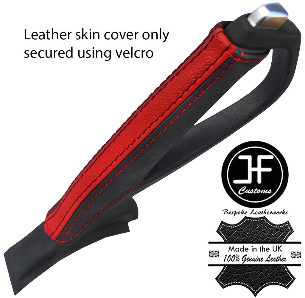 BLACK & RED STRIPE TOP GRAIN REAL LEATHER HANDBRAKE COVER FOR MAZDA RX8 03-12