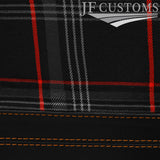 TAN STITCH LEATHER+RED TARTAN 2X DOOR CARD COVER FOR TRIUMPH TR7 76-81 JF2