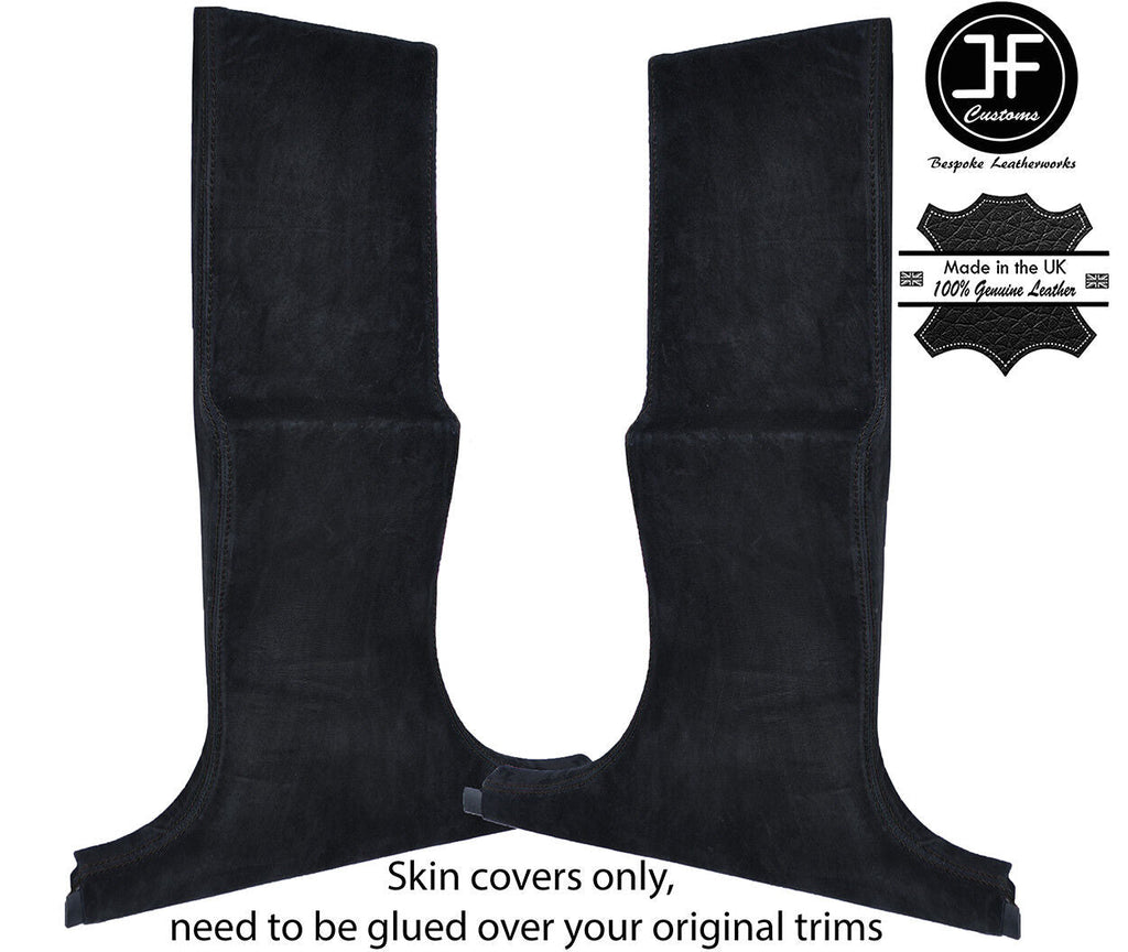 BLACK STITCH 2X LOWER B PILLAR SUEDE COVERS FITS BMW 5 SERIES E60 E61 2003-2011