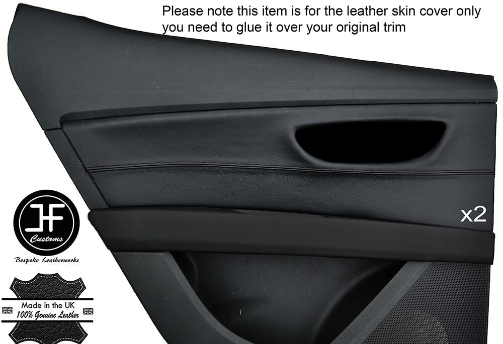 BLACK STICH 2X REAR DOOR CARD TRIM LEATHER COVERS FITS SEAT LEON 2013-16 5 DOOR