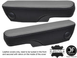 BLACK & GREY LEATHER 2X SEAT ARMREST COVERS FITS FORD TRANSIT MK7 2006-2013