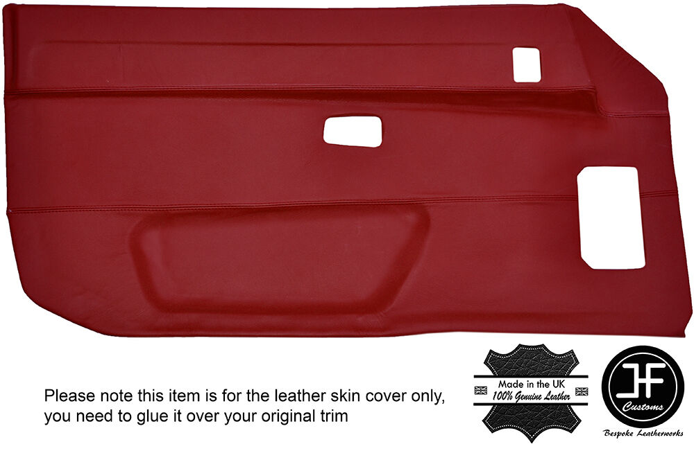 BURGUNDY LEATHER 2X FULL DOOR CARD LEATHER COVERS FITS PORSCHE 924 944 75-85