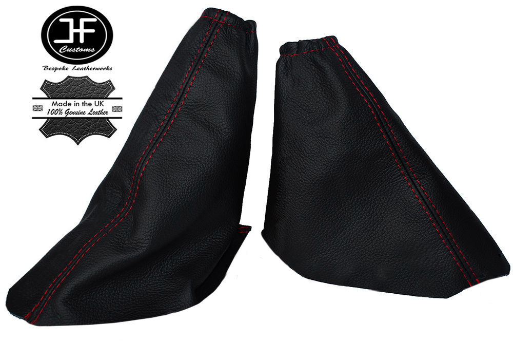 RED STITCH LEATHER GEAR & HANDBRAKE GAITER FITS FORD FIESTA 1995-2002 CUSTOM NEW