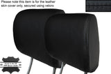 BLACK STICH 2X FRONT HEADREST SKIN COVER FITS VW T4 TRANSPORTER CARAVELLE 90-03