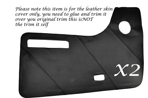 BLACK STITCH 2X DOOR CARDS LEATHER SKIN COVERS FITS VW T2 WESTFALIA CAMPER