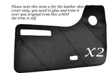 BLACK STITCH 2X DOOR CARDS LEATHER SKIN COVERS FITS VW T2 WESTFALIA CAMPER