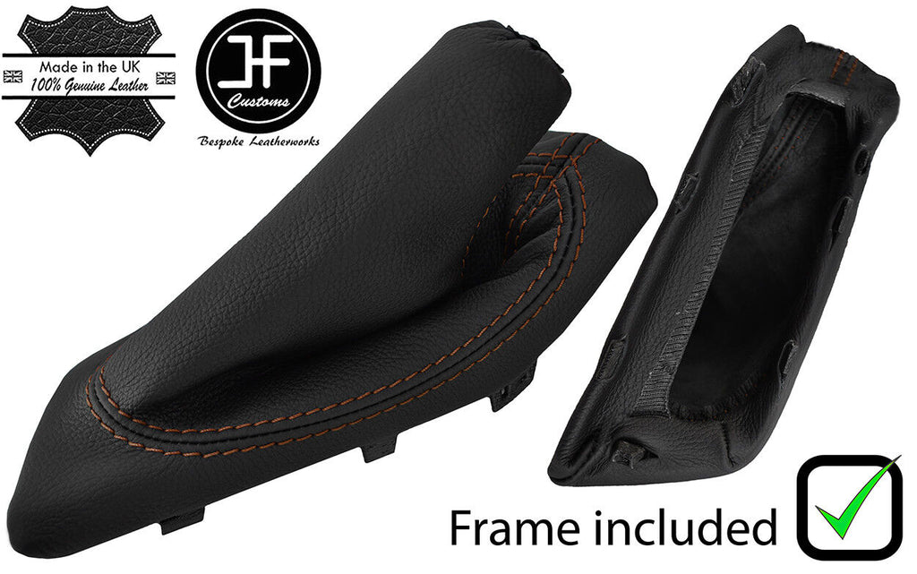 BROWN STITCHING LEATHER HANDBRAKE + PLASTIC FRAME FITS PEUGEOT RCZ 2009-2016