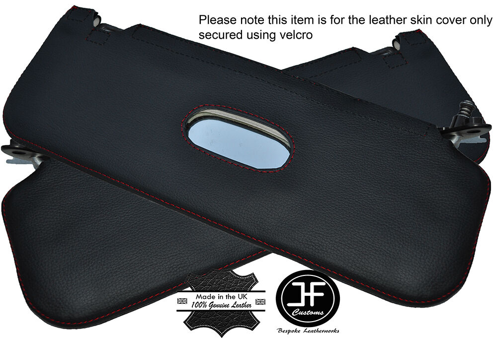 RED STITCHING 2X SUN VISORS LEATHER COVERS FITS FIAT 126 CLASSIC CUSTOM NEW