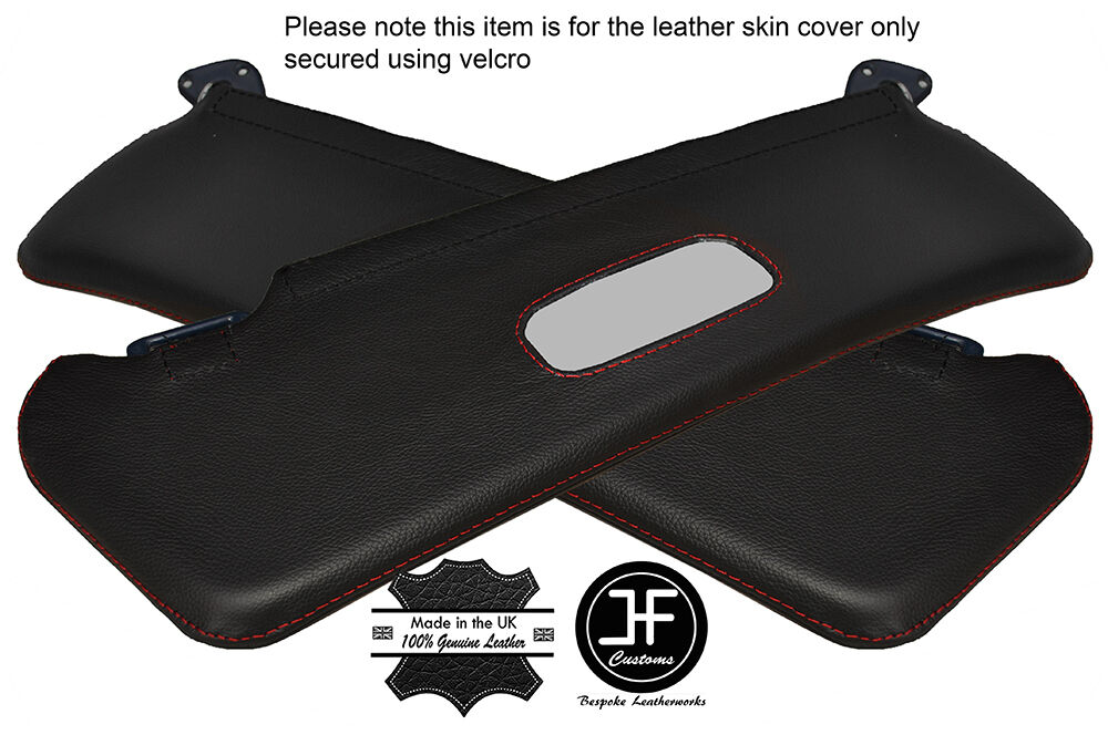 RED STITCHING 2X SUN VISORS LEATHER COVERS FITS MERCEDES S CLASS W116 72-80