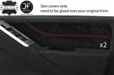 RED STITCH 2X FRONT DOOR CARD TRIM REAL SUEDE COVERS FOR PATHFINDER 2005-2012