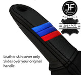 BLACK STITCH TRI STRIPE LEATHER HANDBRAKE HANDLE COVER FITS BMW Z4 E85 E86 02-08