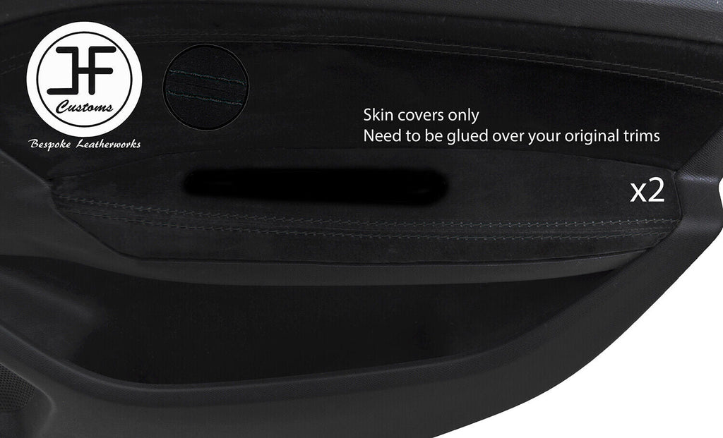 BLACK STITCH 2X REAR DOOR ARMREST SUEDE COVERS FOR PEUGEOT 308 14-18 5 DOOR