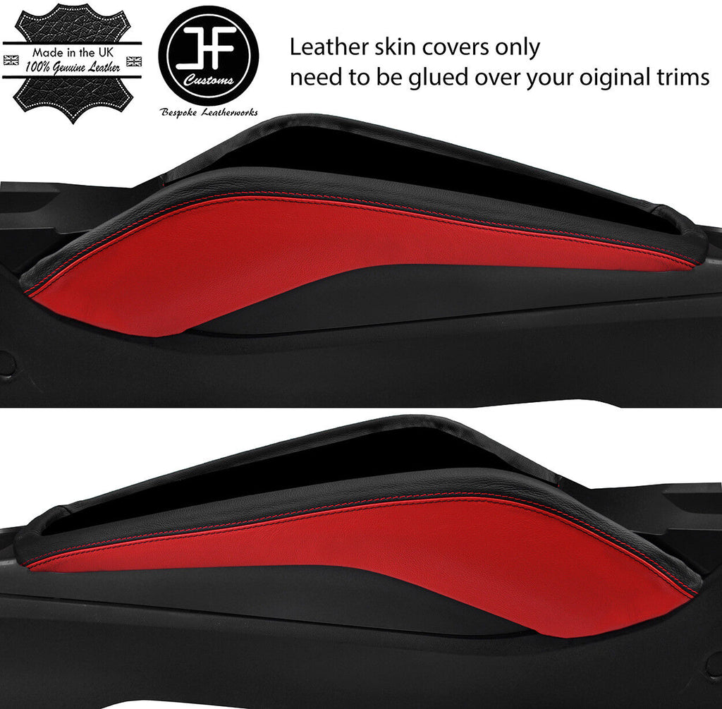BLACK & RED CENTER CONSOLE SIDE TRIM LEATHER COVERS FITS AUDI TT MK3 15-2019