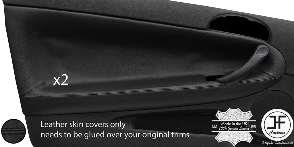 BLACK STITCH 2X FRONT DOOR CARD TRIM LEATHER COVERS FITS ALFA ROMEO 147 3 DOOR