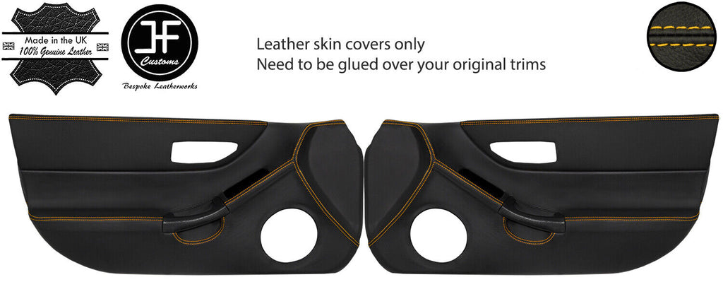 YELLOW STITCH 2X FULL DOOR CARD REAL LEATHER COVERS FITS HONDA CRX DEL SOL 92-97
