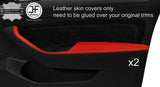 BLACK & RED 2X FRONT DOOR HANDLE ARMREST COVERS FOR VW PASSAT B8 15-18 SALOON