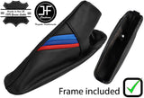 BLACK REAL LEATHER TRI STRIPE GAITER + PLASTIC FRAME FOR BMW E46 1999-2005