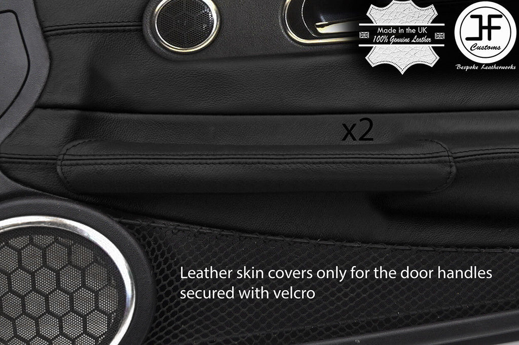 BLACK REAL LEATHER 2X DOOR HANDLE COVERS FOR CHRYSLER CROSSFIRE 03-08 STYLE 2