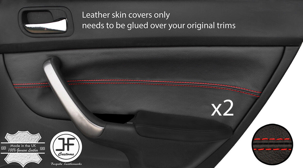 RED STITCH 2X REAR DOOR CARD TRIM LEATHER COVER FITS  HONDA ACCORD MK7 ESTATE