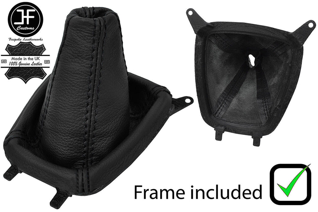 BLACK STITCH LEATHER GEAR GAITER+PLASTIC FRAME FITS HYUNDAI MATRIX 2001-2009