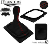 RED STITCH LEATHER GEAR GAITER + PLASTIC BASE FRAME FOR PORSCHE 924 944 80-85