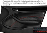 RED STITCHING 2X FRONT DOOR CARD TRIM SKIN COVER FITS BMW E46 SALOON 98-05