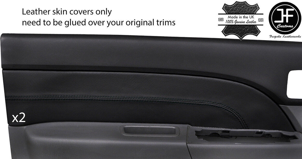 BLACK STITCH 2X FRONT DOOR CARD LEATHER COVERS FOR FORD RANGER MAZDA BT50 06-12
