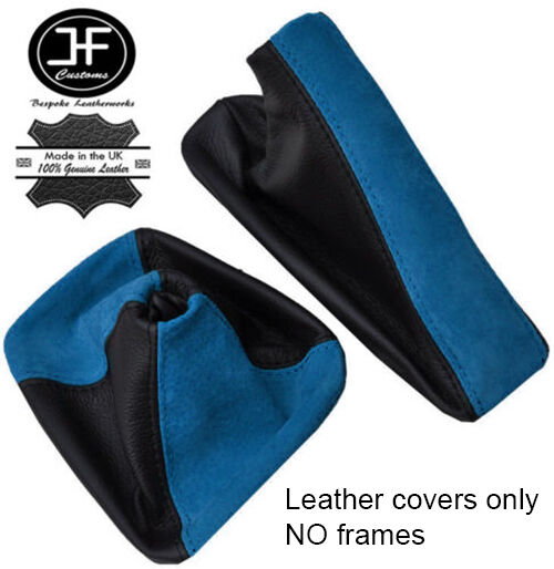 BLACK LEATHER & BLUE  SUEDE GEAR & HANDBRAKE GAITER FITS BMW E90 E91 E92 E93