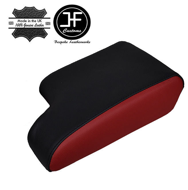 BLACK & DARK RED LEATHER ARMREST SKIN COVER FITS BMW E46 3 SERIES 1998-2005