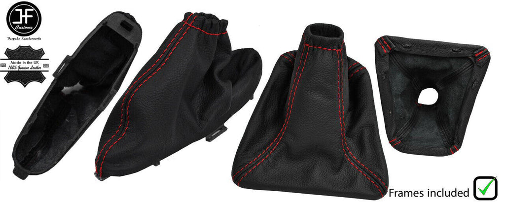 RED STITCH LEATHER GEAR HANDBRAKE GAITERS + FRAME FOR JAGUAR X-TYPE 01-2009