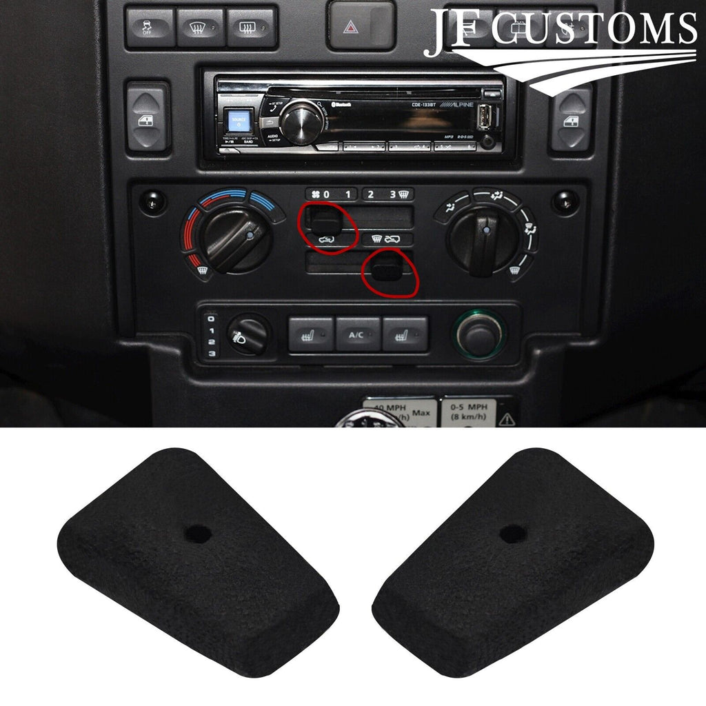 SUEDE 2X HEATER CONTROL KNOB COVERS + FRAMES FOR LAND ROVER DEFENDER 90 110