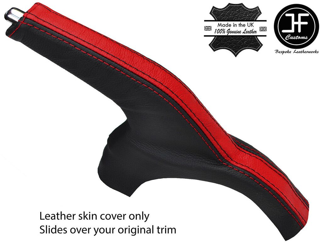 BLACK & RED  STRIPE LEATHER HANDBRAKE GAITER FITS NISSAN MICRA K14 2017-2019