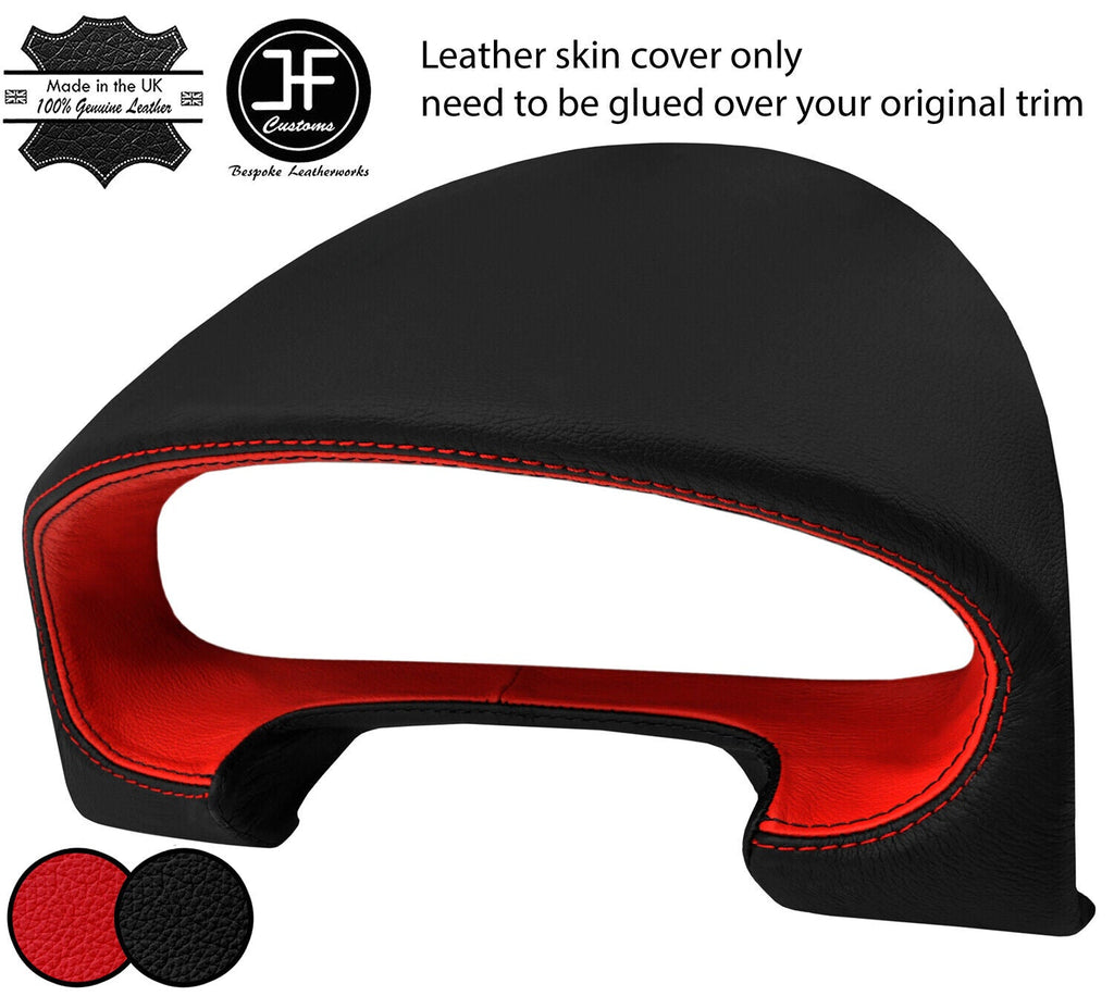 BLACK RED SPEEDO GAUGE HOOD TOP GRAIN LEATHER COVER FITS MAZDA MX5 MK2 98-05