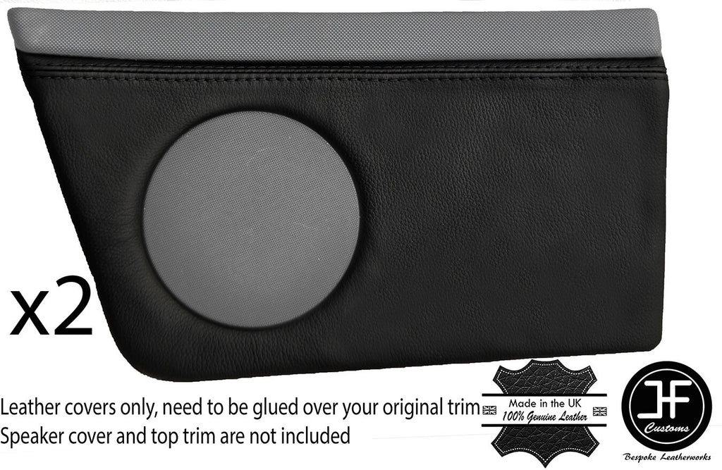 BLACK STITCH 2X REAR SPEAKER PANEL LEATHER COVERS FITS AUDI 80 CABRIO 1991-2000
