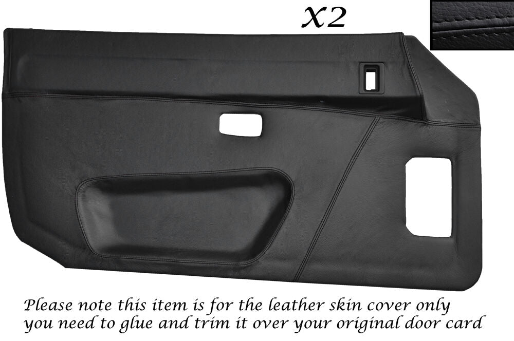 BLACK STITCHING 2X FULL DOOR CARD LEATHER COVER  FITS PORSCHE 924 944 75-89