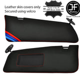 RED STITCH TRI STRIPE 2X SUN VISORS LEATHER COVERS FOR BMW 5 SERIES E34 87-97