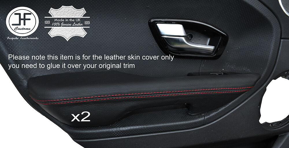 RED STITCH 2X REAR DOOR ARMREST LEATHER COVERS FITS RANGE ROVER EVOQUE 11-16