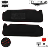 RED CROSS STITCH 2X SUN VISOR LEATHER COVERS FOR BMW E90 E91 E92 05-13