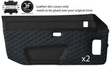 BLUE DIAMOND STITCH 2X FULL DOOR CARD LEATHER COVER FITS PORSCHE 924 944 75-91