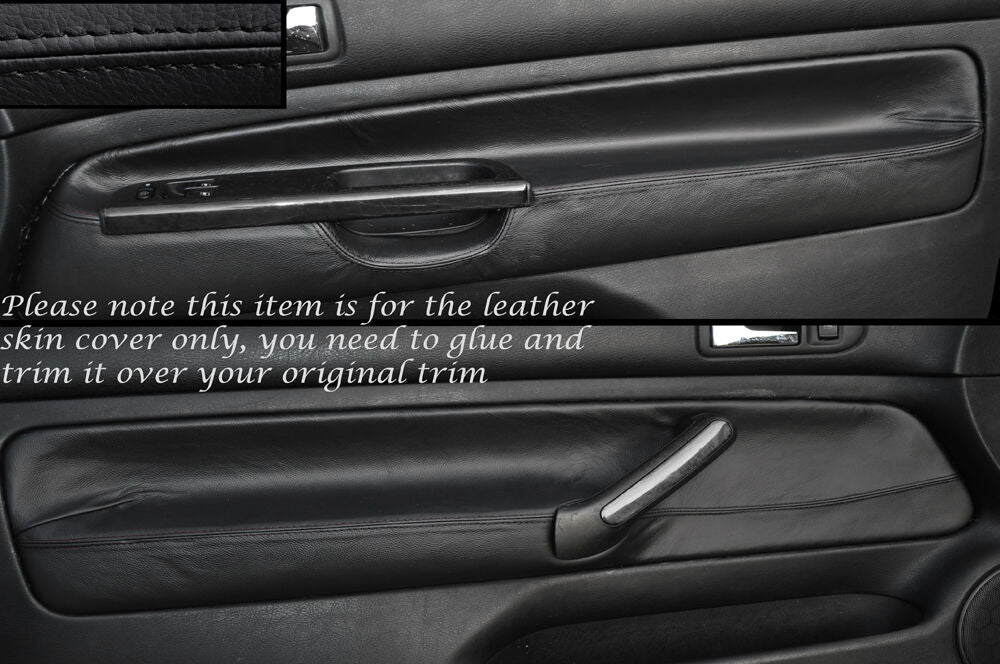 BLACK STITCH 2X FRONT DOOR CARD SKIN COVERS FITS VW GOLF MK4 IV JETTA 98-05 3DR