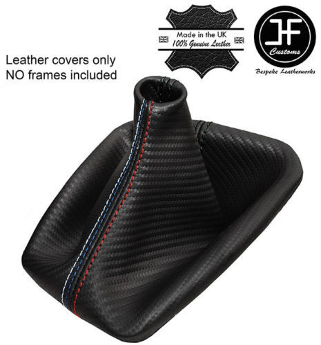 BLACK STITCH CARBON FIBRE LOOK GEAR GAITER FITS BMW E90 E91 E92 E93 TRI STITCH