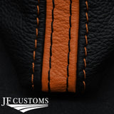 BLACK & ORANGE STRIPE LEATHER MANUAL GEAR GAITER FITS BMW MINI F55 F56 14-16