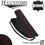 DARK RED LUX-STITCH LEATHER HANDBRAKE GAITOR PLASTIC FRAMES FOR BMW E46 99-05