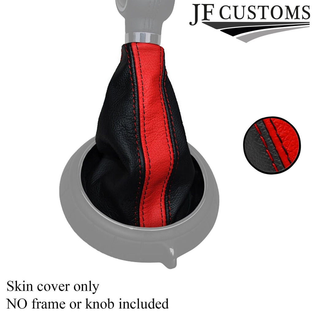 BLACK & RED STRIPE LEATHER MANUAL GEAR GAITER FITS BMW MINI F55 F56 14-16