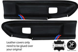 BLACK STITCH TRI STRIPES 2X FRONT DOOR CARD COVERS FOR BMW E36 COUPE CONVERTIBLE