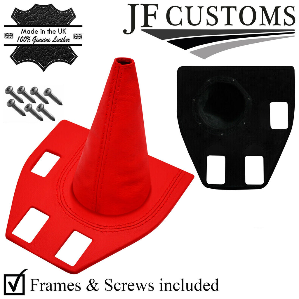 RED LEATHER GEAR + BASE COVERS WITH PLASTIC FRAMES FOR TRIUMPH STAG 70-77