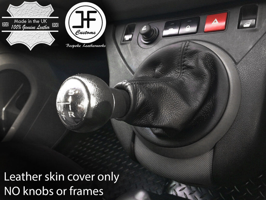 BLACK STITCHING FITS PEUGEOT PARTNER 08-12 TOP GRAIN GEAR COVER GENUINE LEATHER
