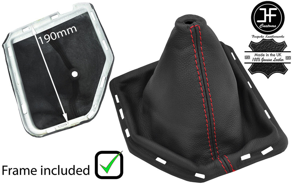 RED STITCH LEATHER GEAR GAITER WITH PLASTIC FRAME FOR NISSAN NAVARA FL 09-12